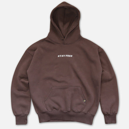 Front view of mauve brown hoodie on white background